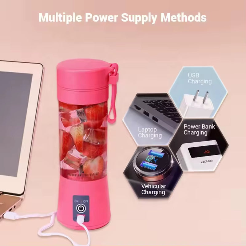 300Ml Personal USB Juicer Cup Portable Juicer Blender Household Fruit Mixer Six Blades Rechargeable Fruit Mixing Machine